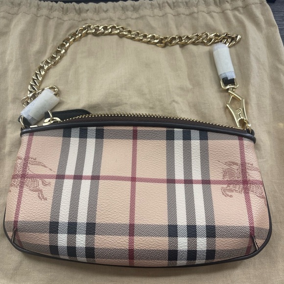 BURBERRY HAYMARKET CHECK CLARA POCHETTE WRISTLET - Picture 2 of 8